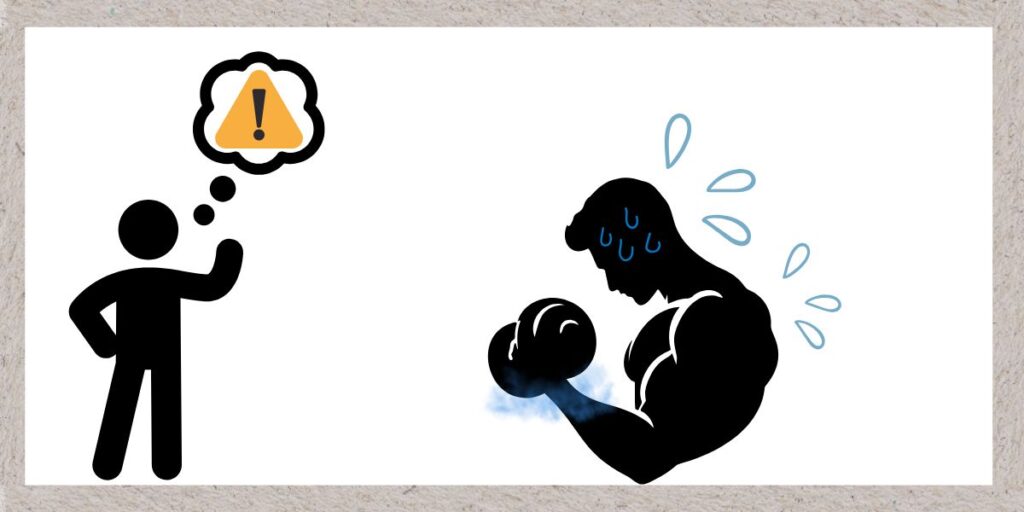 過度なダンベル重量が危険のイメージイラスト