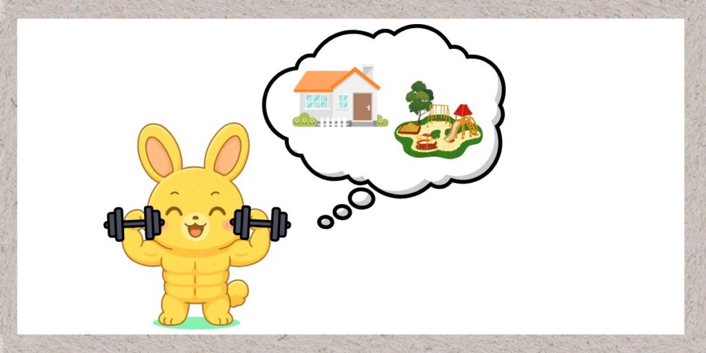 ダンベルを持ったマッチョウサギ